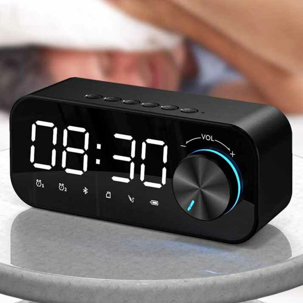 B126 bluetooth Subwoofer Music Player Speaker Alarm Clock With FM Radio Broadcast And Dual Alarm Clock Settings - White - Image 2