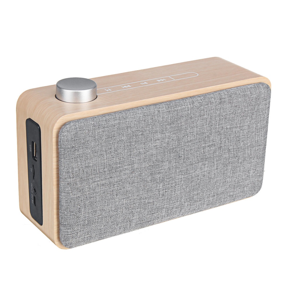 W5A Wooden Wireless bluetooth Speaker Portable Stereo TF Card U Disk 3.5mm Audio Speaker with Mic - Yellow - Image 2