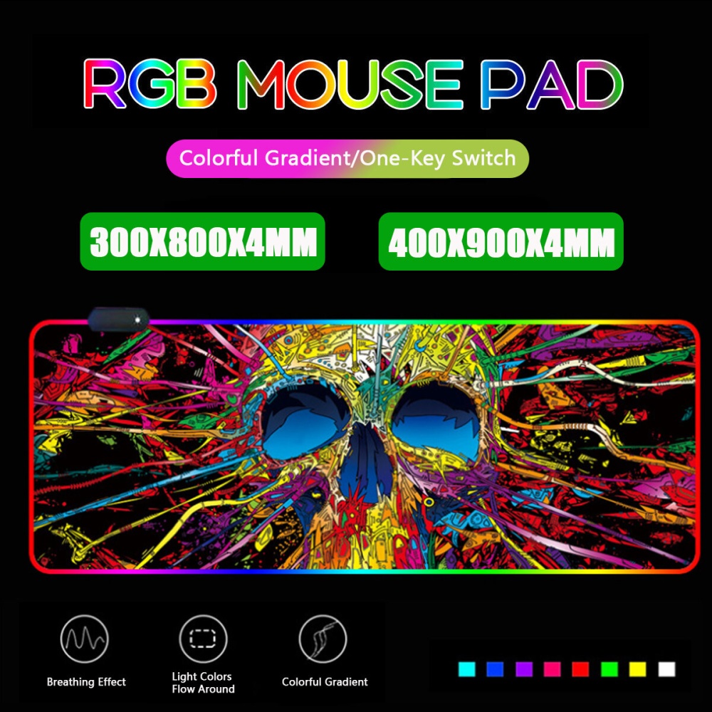 Colorful RGB LED Large Gaming Mouse Pad Macbook Gamer Mousepad Big Mouse Pad Rubber Surface Mouse Desk Keyboard Mat - S - Image 2