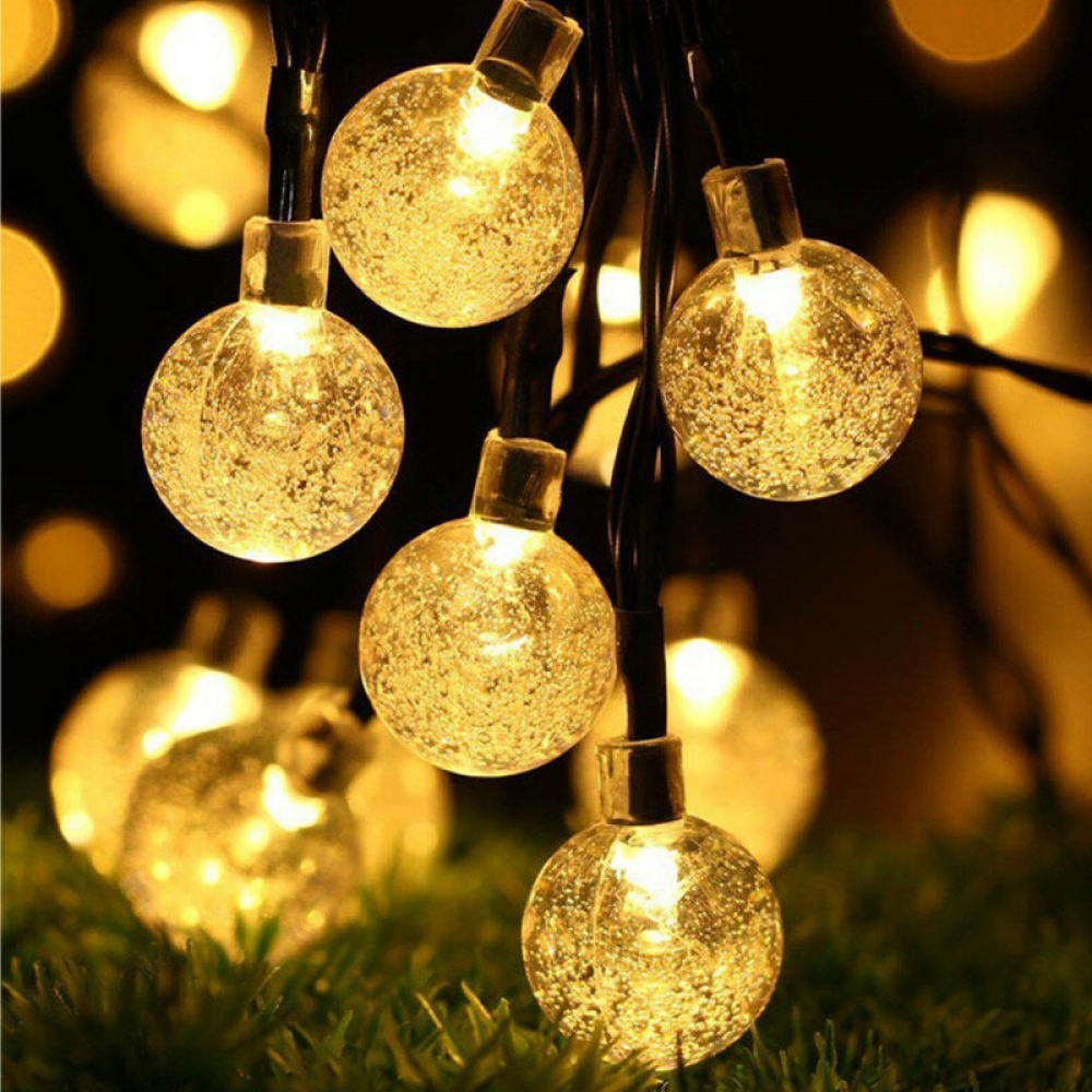 20/50 LEDS Crystal Ball 5M/10M Solar Lamp Power LED String Fairy Lights Solar Garlands Garden  Decor For Outdoor - Pure white 50 LEDS - Image 2