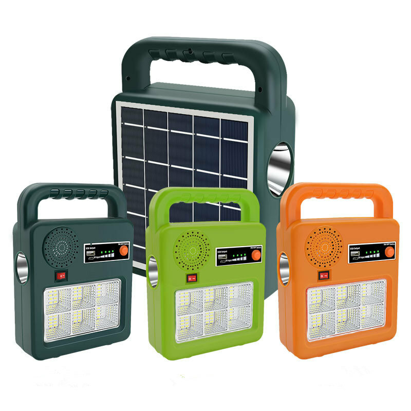 Portable 2000LM Solar Light USB Rechargeable Camping Light With bluetooth Speaker Solar Energy System Kit - Green - Image 2