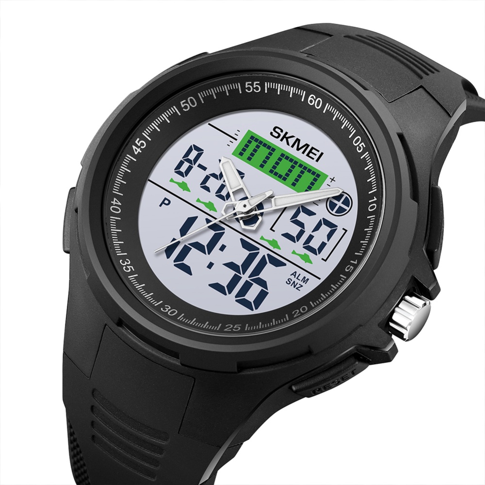 SKMEI Men Watch Multi-function 3 Time Dual Display Electronic Outdoor Sports Stopwatch black - Image 4