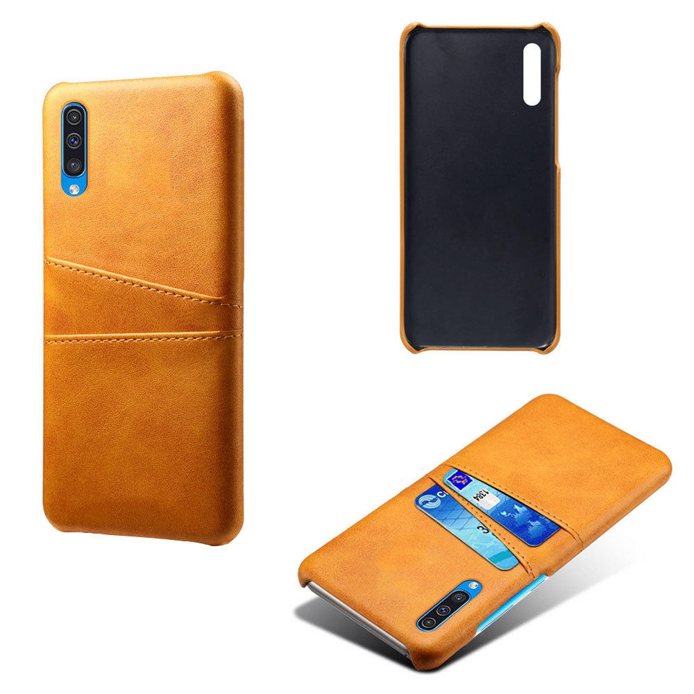 PU Leather Card Holder Shockproof Protective Case For Samsung Galaxy A50 2019 - Yellow - Image 2