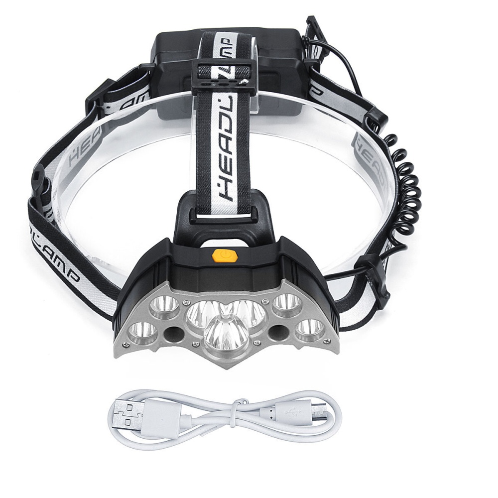 Elfeland Headlamp 18650 Battery USB Fishing Flashlight Camping Hunting Cycling Bike Bicycle - Gold - Image 2