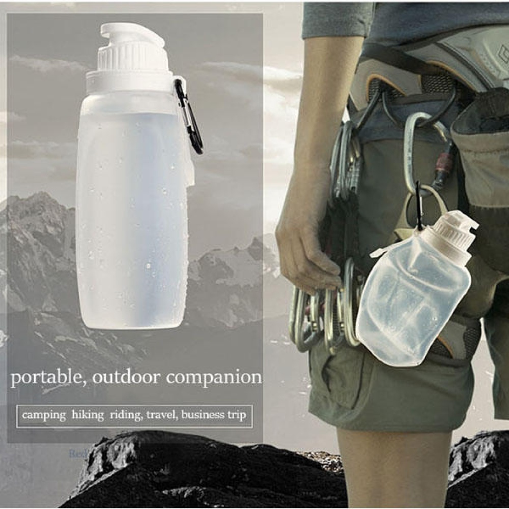 Outdoor Silicone Folding Bottle Cup Camping Hiking Travel Folding Water Bottle Kettle - Clear - Image 2