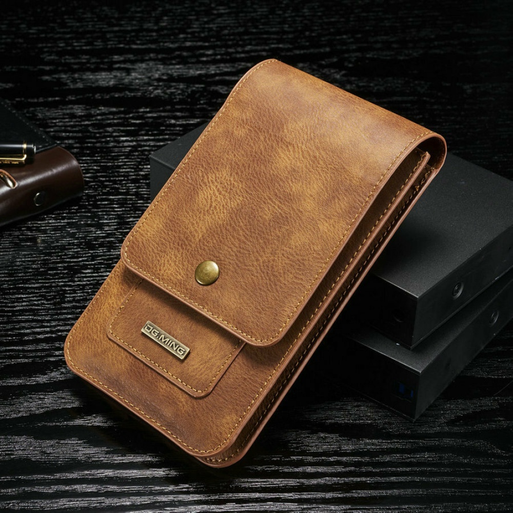 DG.MING Casual Vintage Business 6.5 inch Folding Large Capacity with Multi-Card Slots Mobile Phone Wallet Waist Bag - Brown - Image 2