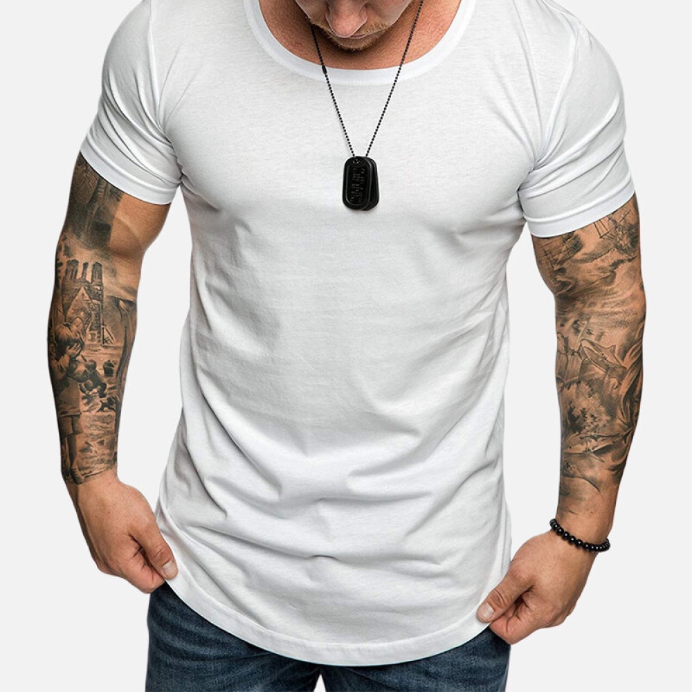 Men Solid Color V-neck Muscle Fit T-Shirts - M White