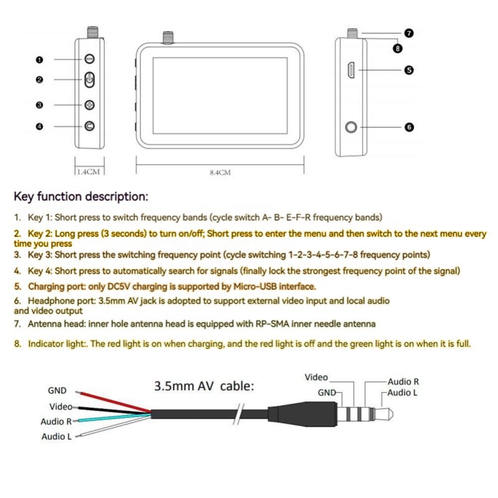 3 Inch 5.8ghz 40ch Mini Handheld Display Image Transmission Receiver Screen for RC Fpv Drone Black - Image 2