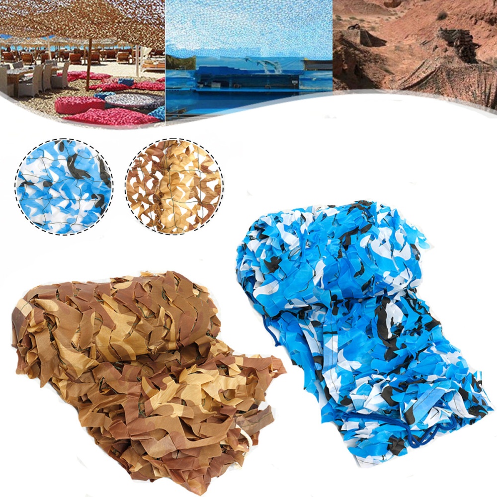 Outdoor Tactical CS Camouflage Net Sunshade Shelter Hunting Woodland Leaves Cover - S Desert camo jungle