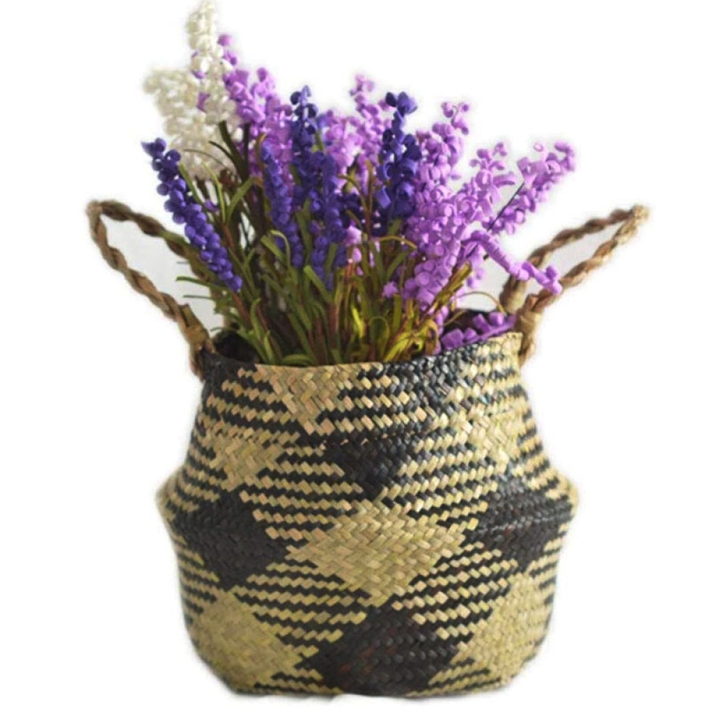 Folding Seaweed Flower Pots Home Storage Pot Belly Basket Plants Decoration - L.