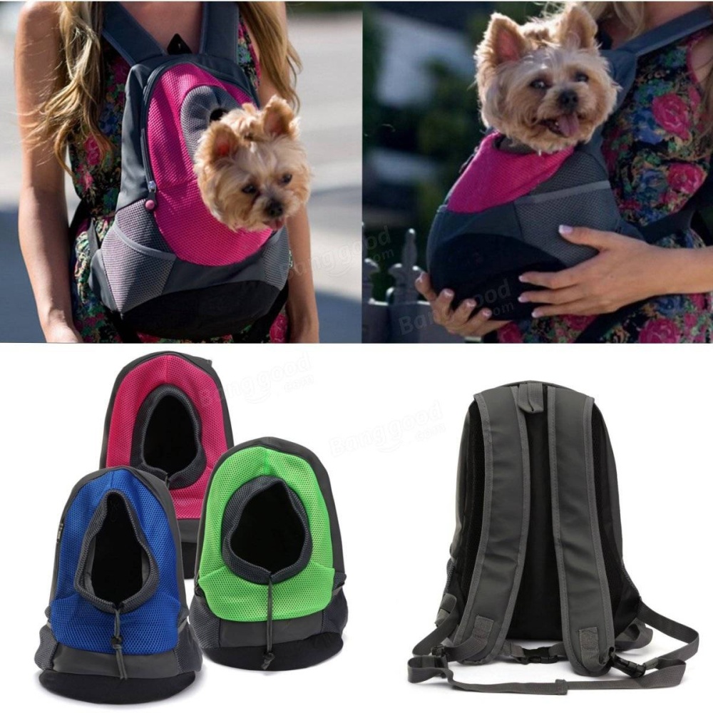 Dog Carrier Cat Puppy Mesh Pet Travel Bag Backpack Double Portable Shoulder Bag - S Rose Red