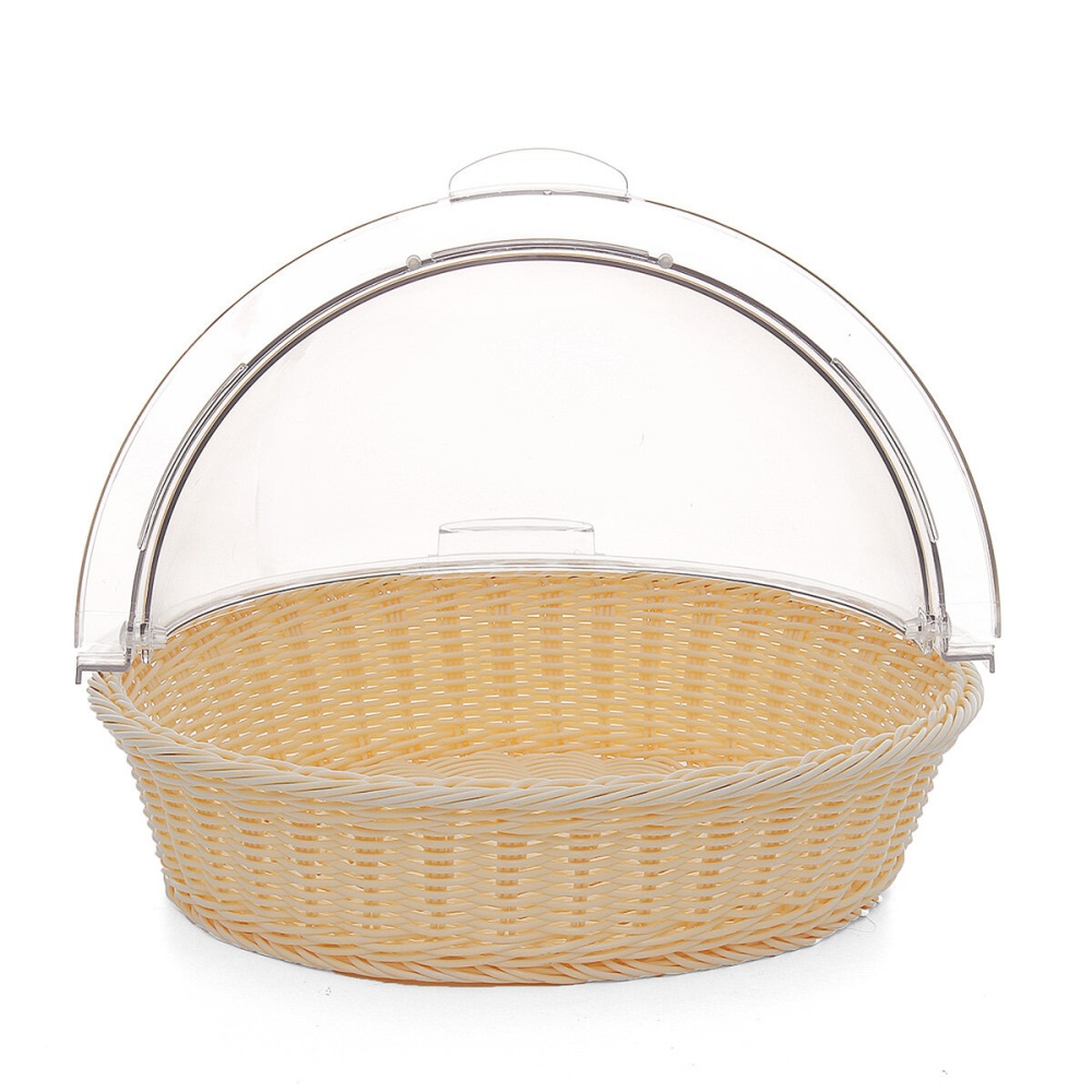 Round Home Kitchen Storage Basket Bread Fruit Cookie Display Container Holder Dome Lid for Food Storage - Image 2