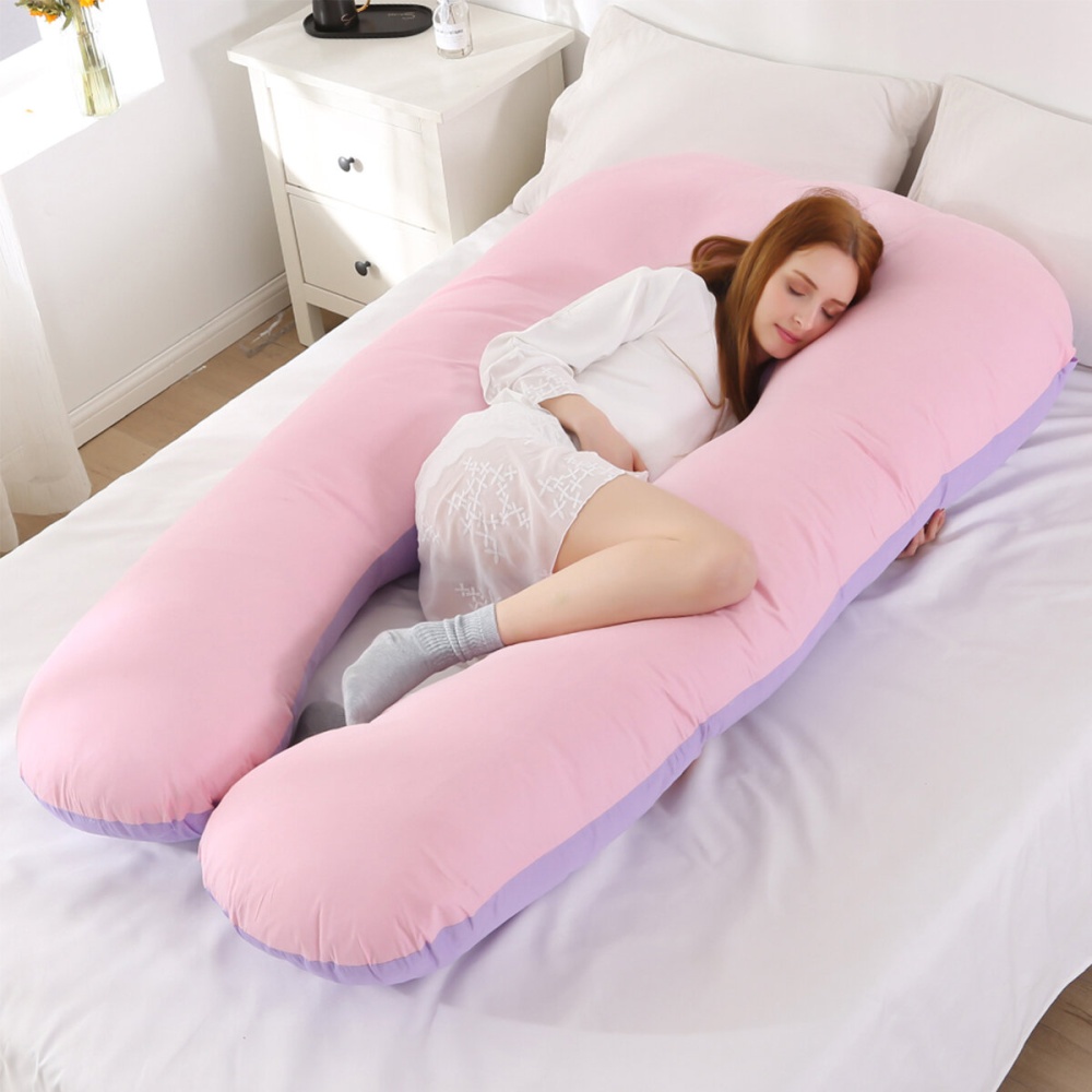 Gravida Pillow Belly Contoured Body U Shape Comfort Cuddler Oversize - Purple + Pink - Image 2