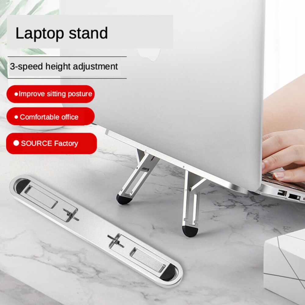 Universal Folding Angle Adjustable Heat Dissipation Aluminium Alloy Macbook Desktop Holder Stand Bracket for 11-15.6 inch Laptop - Silver - Image 2