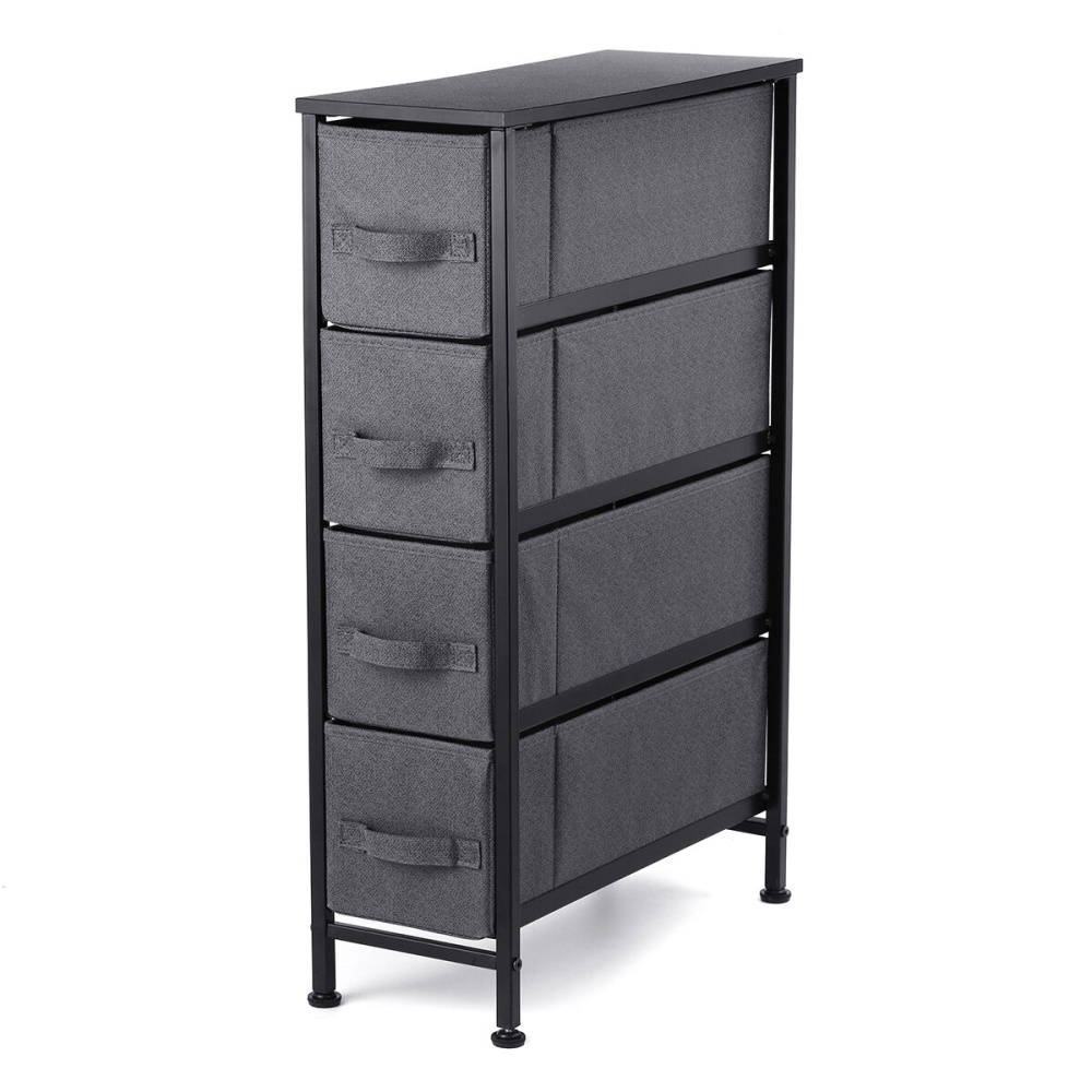 KINGSO Carbon Black Four-layer Narrow-drawing Fabric Drawers Cabinet Fabric Drawer Combination Rack - Image 2