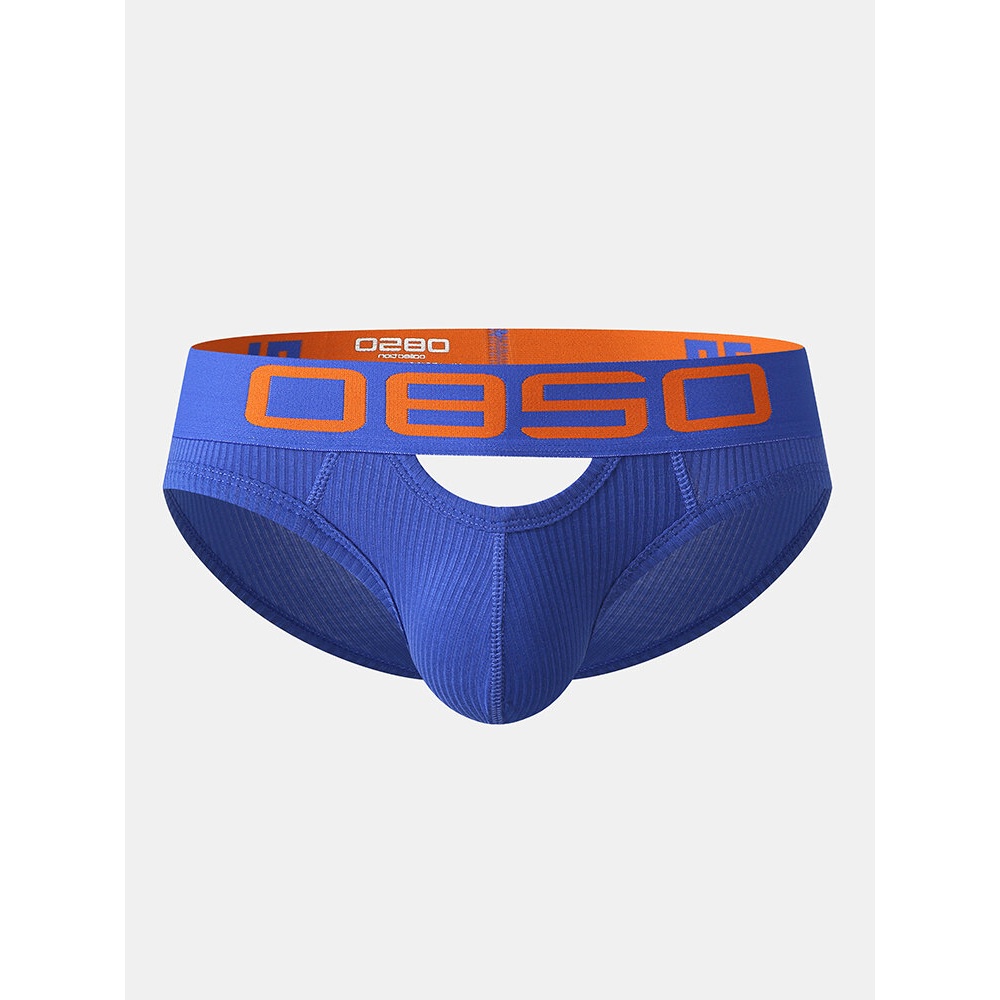 Mens Cotton Hollow Out Low Elastic Waist Thin Breathable Pouch Briefs - Pink M