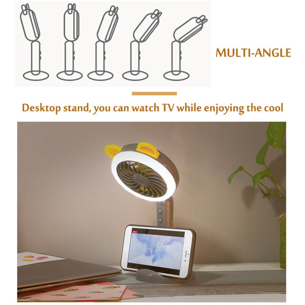 Mini Portable Cooling Fan Handheld Cooler LED Light Desktop Phone Holder - White - Image 2