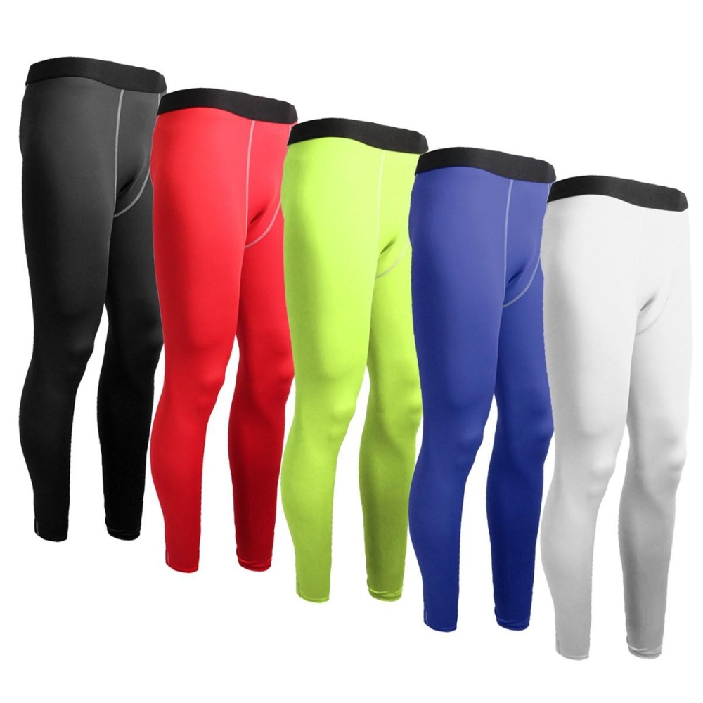 Men Sports Pants Base Layers Tights Compression Long Pants For Training Fitness - Red