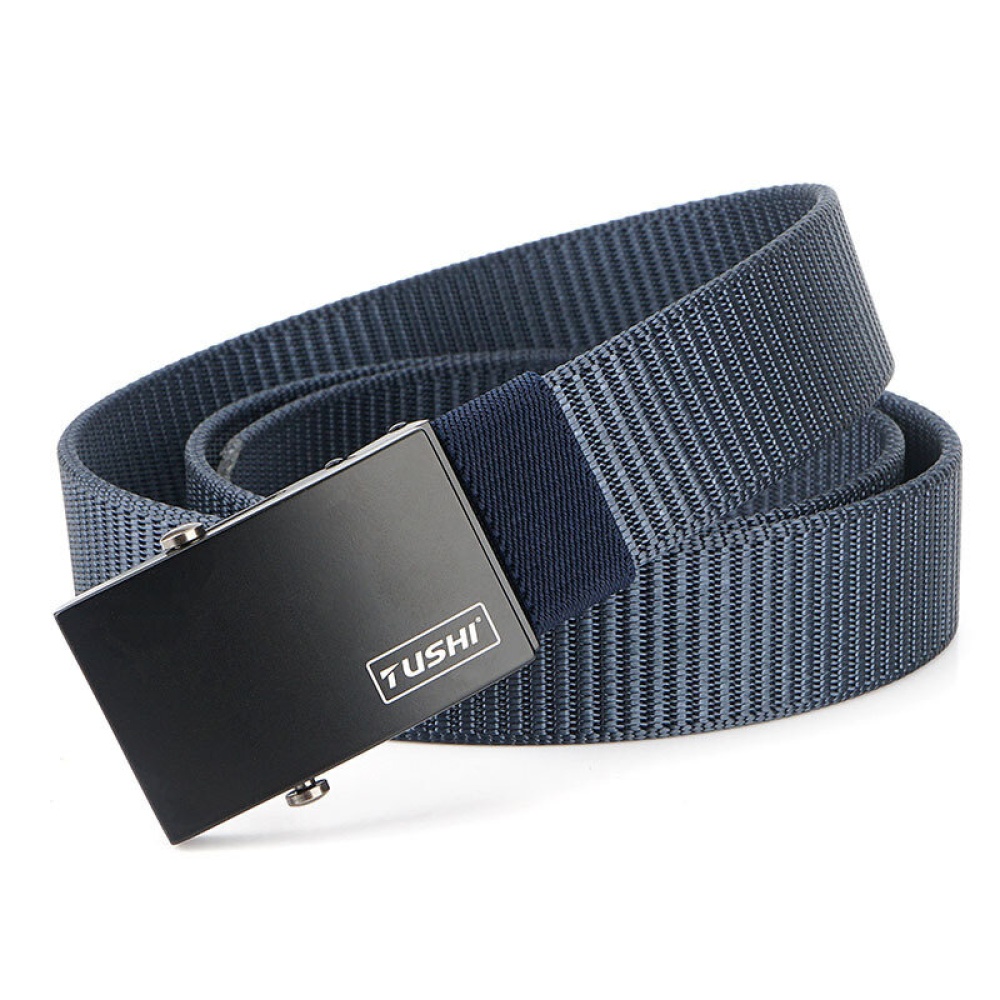 TUSHI 125cm Nylon Waist Belts Zinc Alloy Quick Release Inserting Buckle Tactical Belt - Black - Image 2