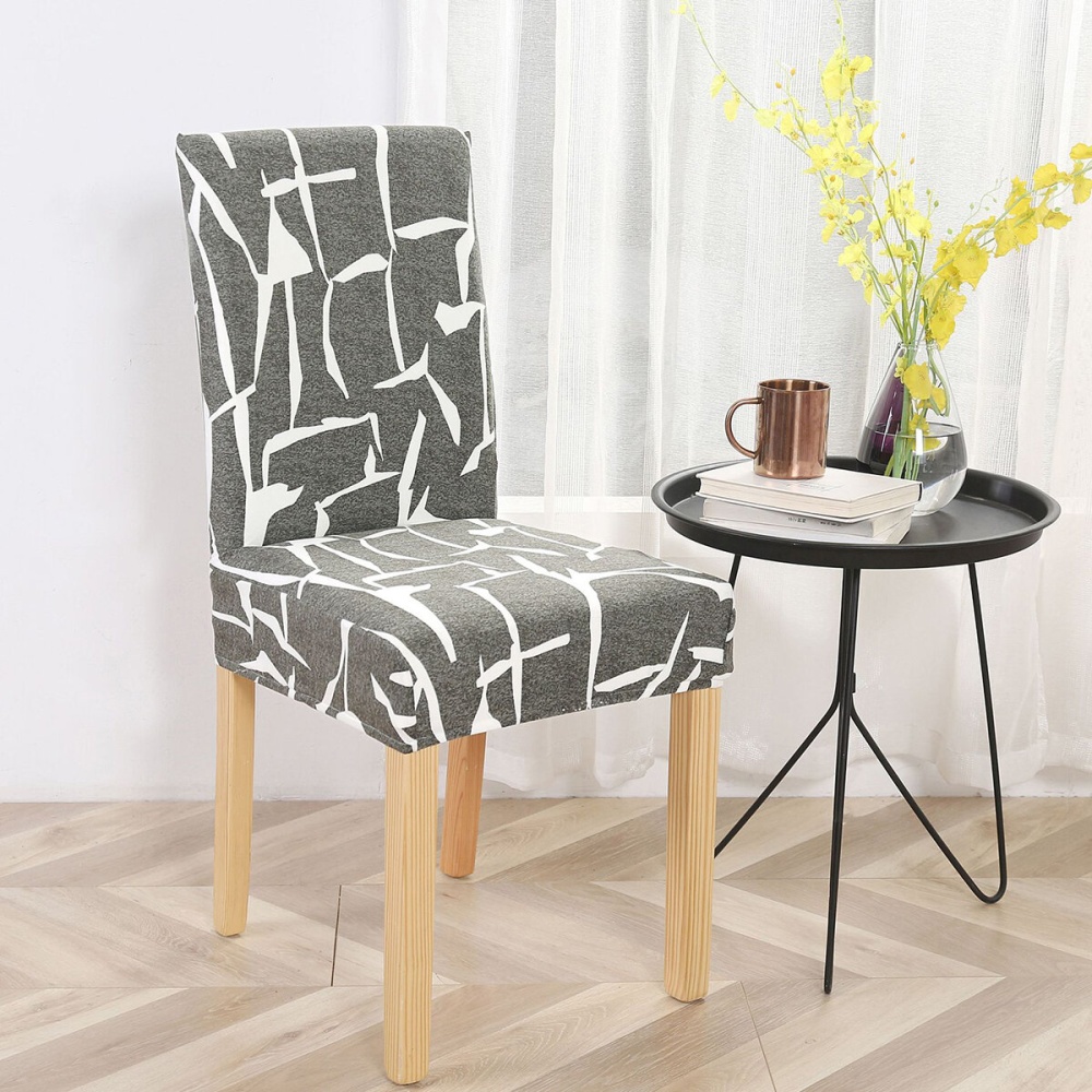 Universal Chair Covers Printing Floral Stretch Spandex Chair Protector Slip - Light Gray - Image 2