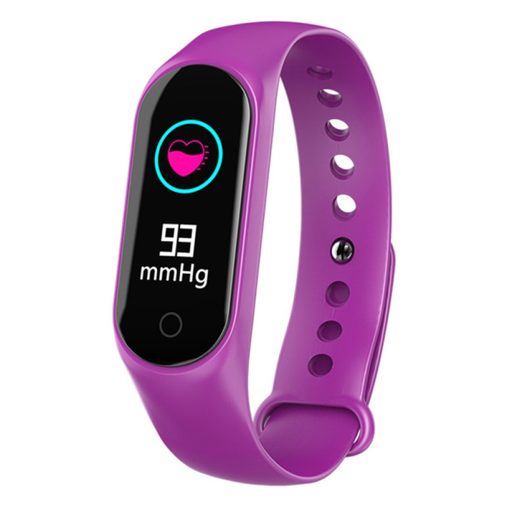 Smart Bracelet Color-screen IP67 Fitness Tracker Blood Pressure Heart Rate Monitor Band for Android IOS Phone purple