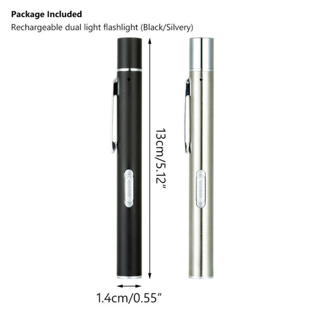 Led Pen Light 2 Lighting Modes Lightweight Stainless Steel Flashlight Torch with Metal Clip Color - Image 2