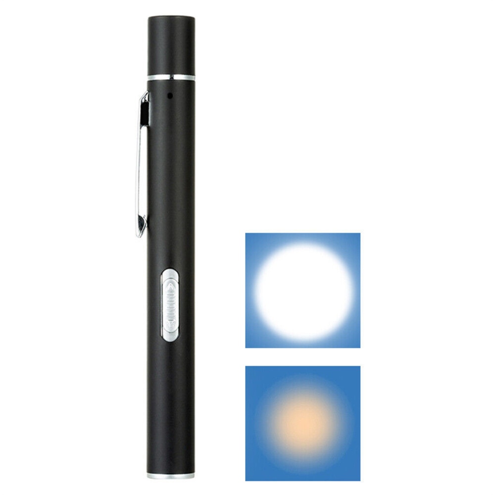 Led Pen Light 2 Lighting Modes Lightweight Stainless Steel Flashlight Torch with Metal Clip Color - Image 3