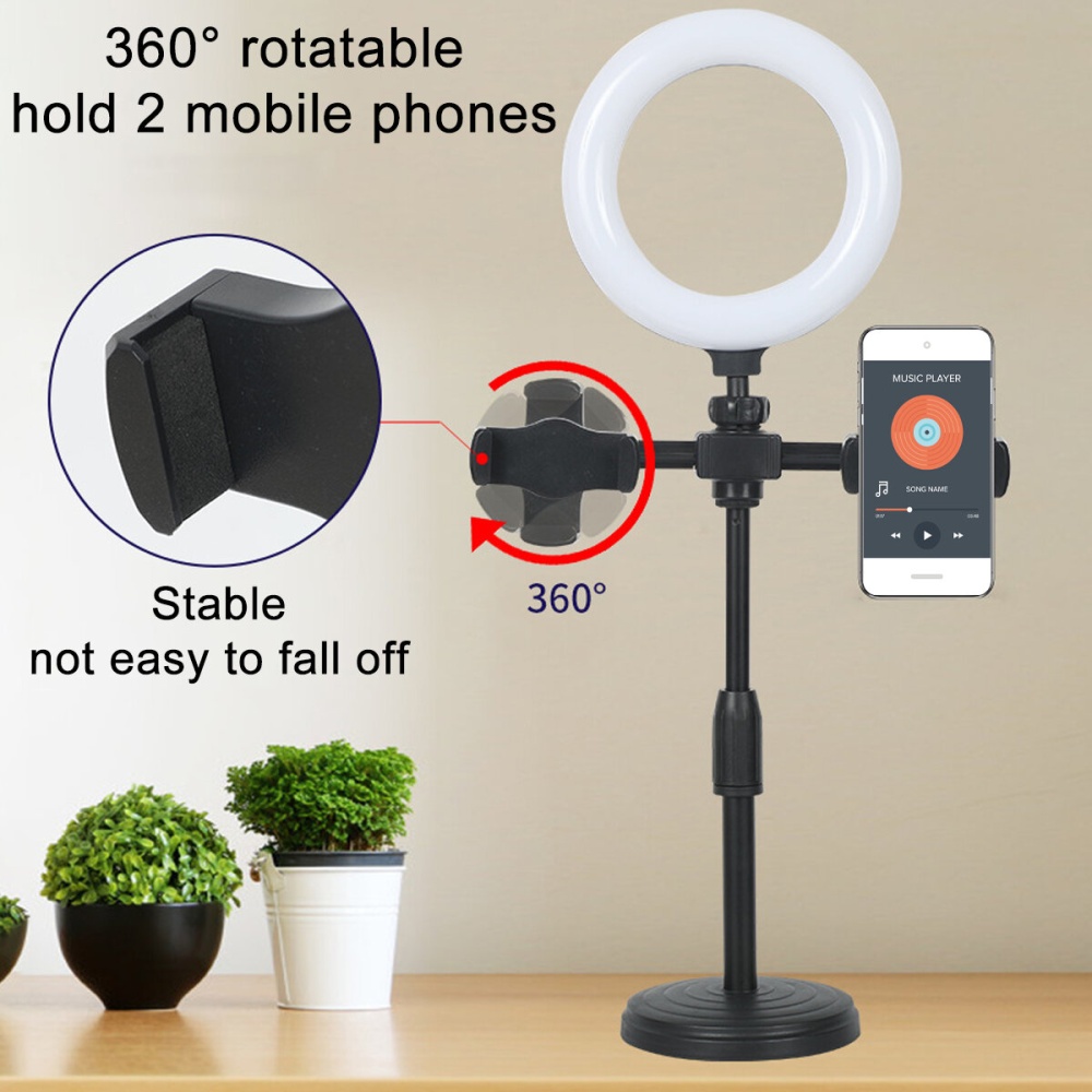 9/16 cm 3 Modes of Color Temperature Color Ring Fill Light with Dual Mobile Phone Holder YouTube Tiktok Vlog Makeup Live Broadcast Stand Bracket for - Image 2