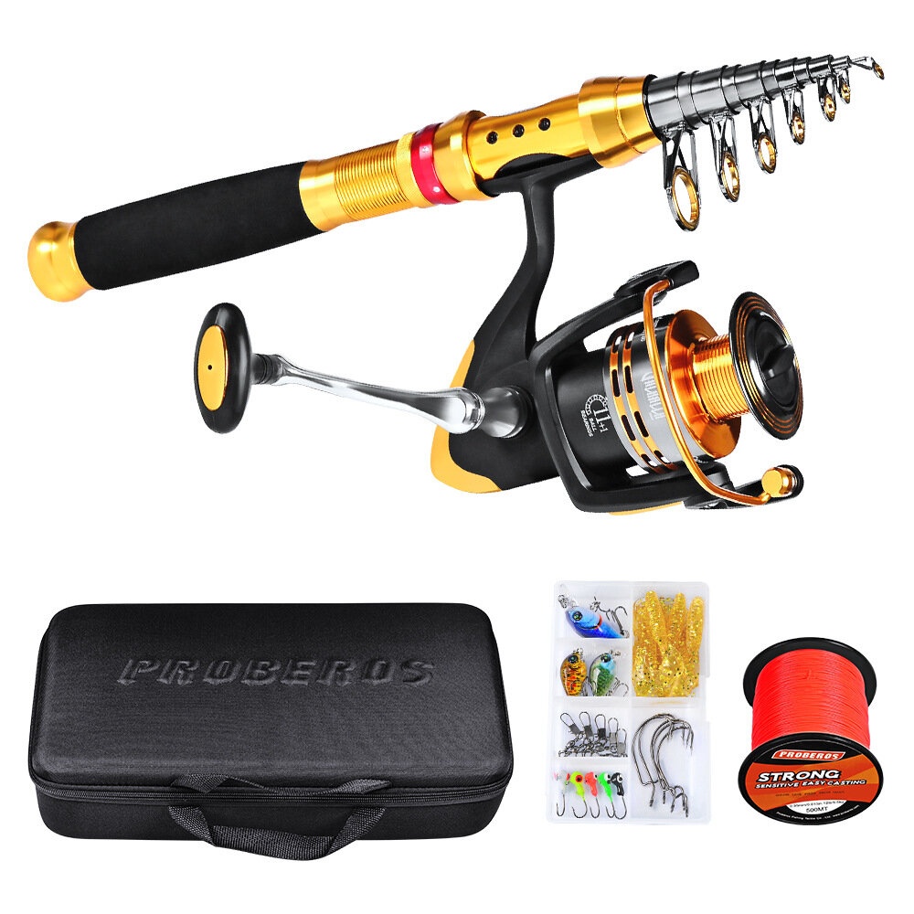 Proberos 1.8M/2.1M/2.5M/2.7M Carbon Fibre Long-Range Fishing Rod + Fishing Reel + Fishing Line + Fishing Bag + Bait Box Fishing Tackle Set Fishing Ro