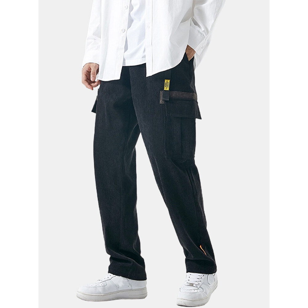Mens Solid Color Multi Pocket Breathable Loose Cargon Pants - Grey 3XL