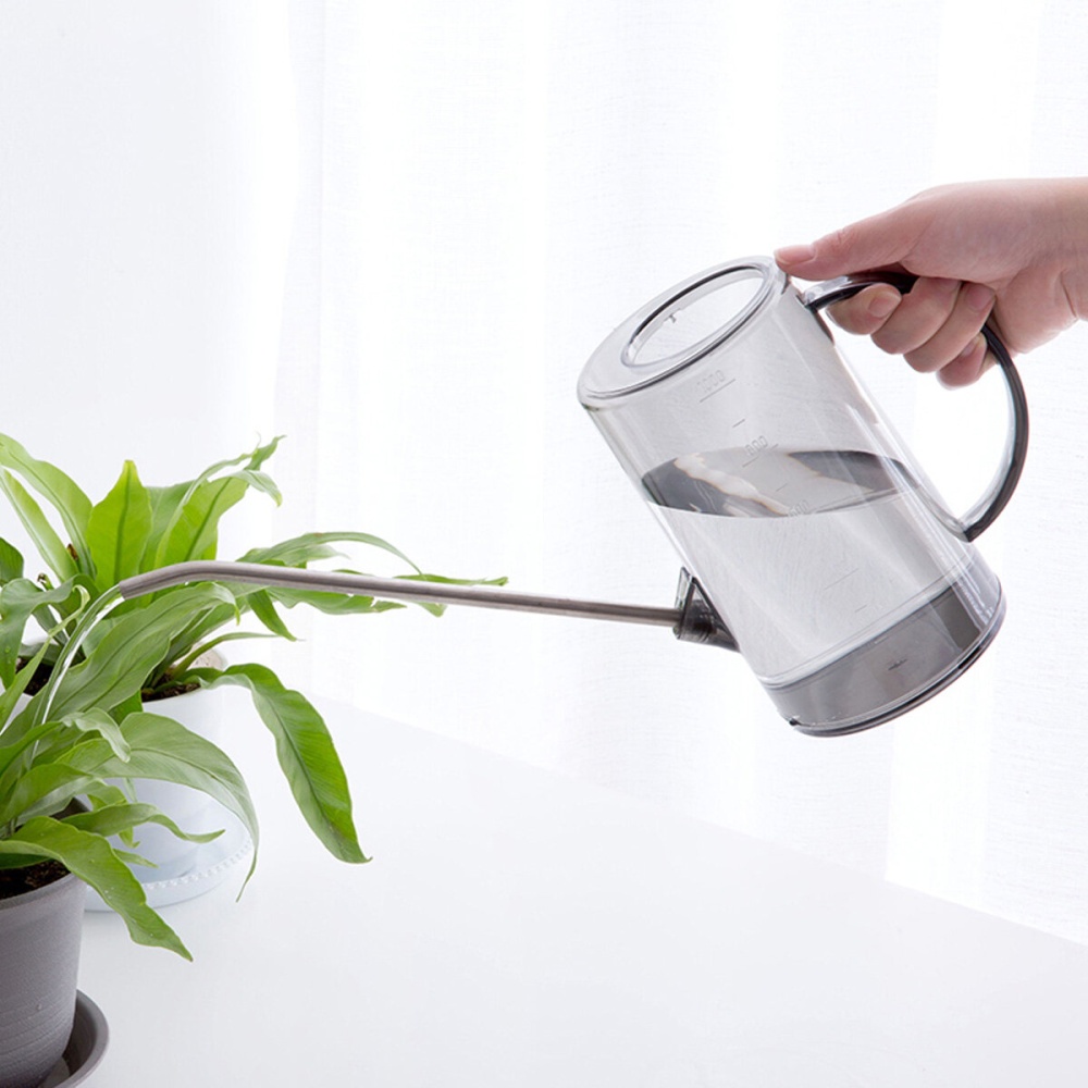 1L Watering Pot Long Mouth Bottle Stainless Steel Tube Garden Spout Plant Tool - Black - Image 2