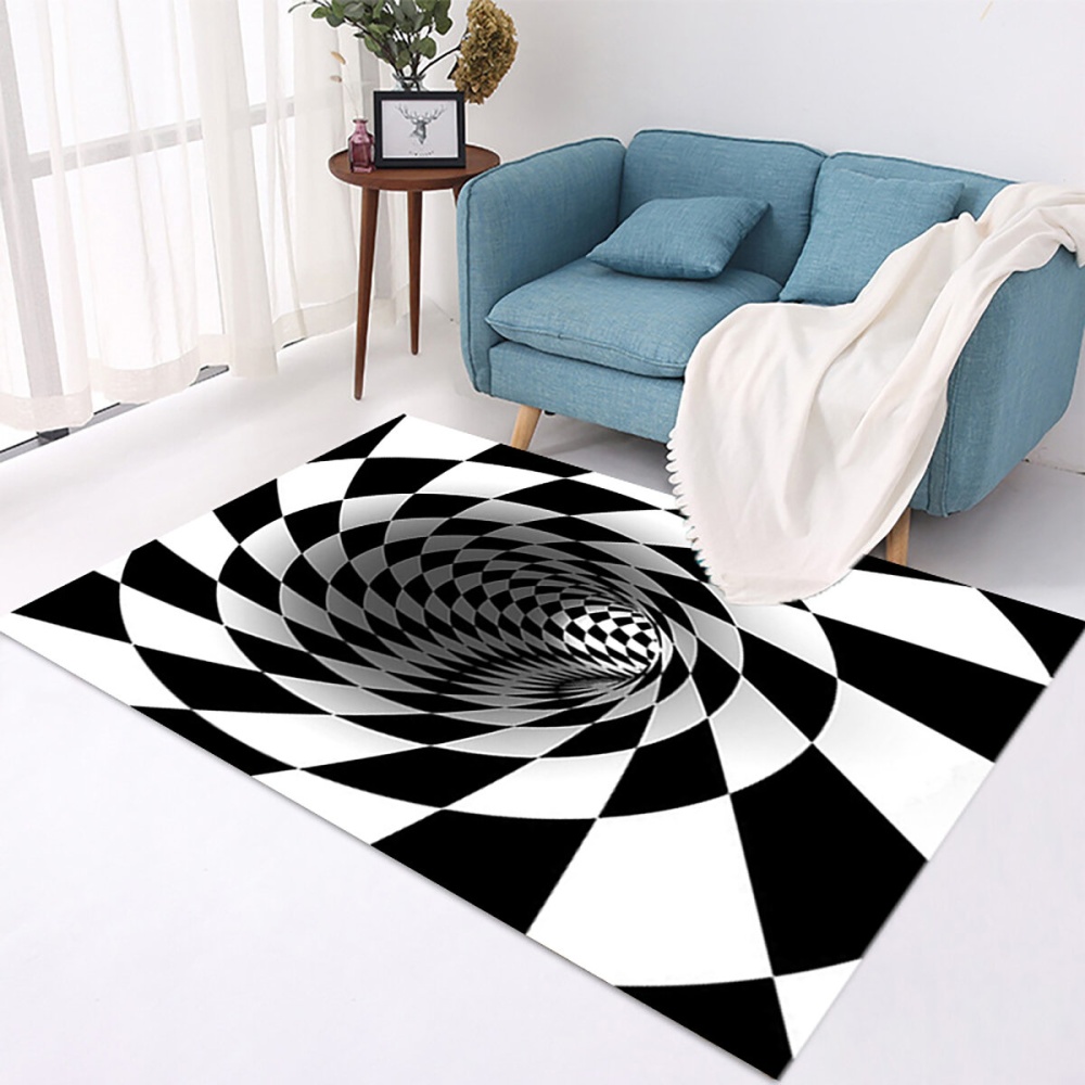 Durbale Anti-Slip Floor Mat Non-Woven Black White Doormat, for Living Dinning Room Bedroom Kitchen - 50*80cm - Image 2