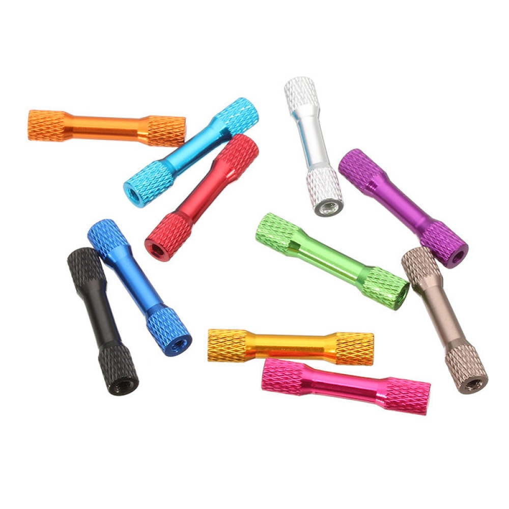 Suleve M3AR5 10Pcs M3 30mm Knurled Standoff Aluminum Alloy Multicolor - Red - Image 2