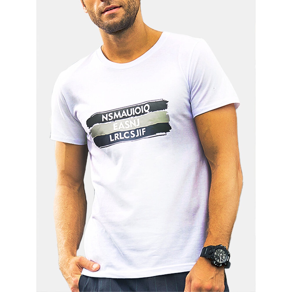 Mens New Trend Short Sleeved T-Shirts - 4XL White