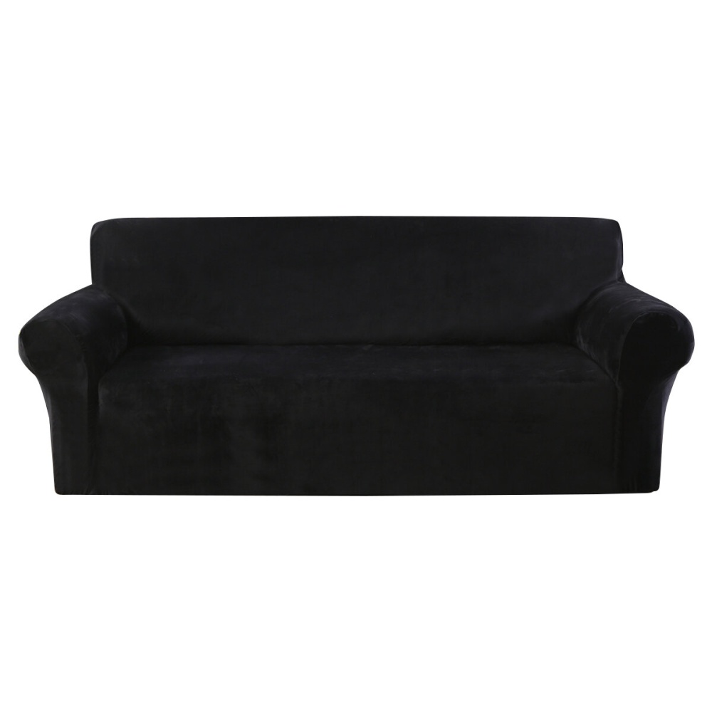 1/2/3/4 Seaters Elastic Velvet Sofa Cover Universal Chair Seat Protector Stretch Slipcover Couch Case Home Office Furniture Decoration - Black 1 Seat - Image 2