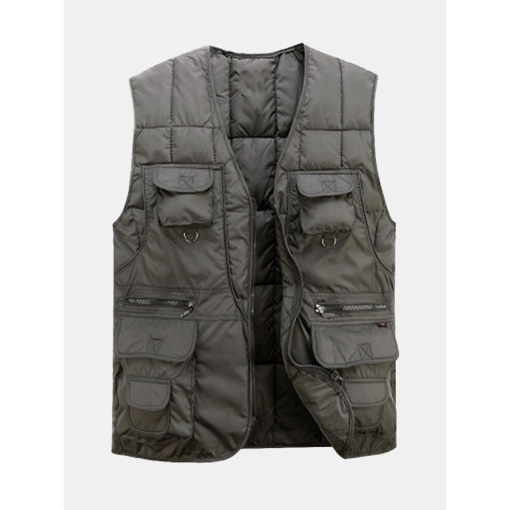 Men Tactical Functional Multi Pocket Outdoors Warm Vest - S Army Green