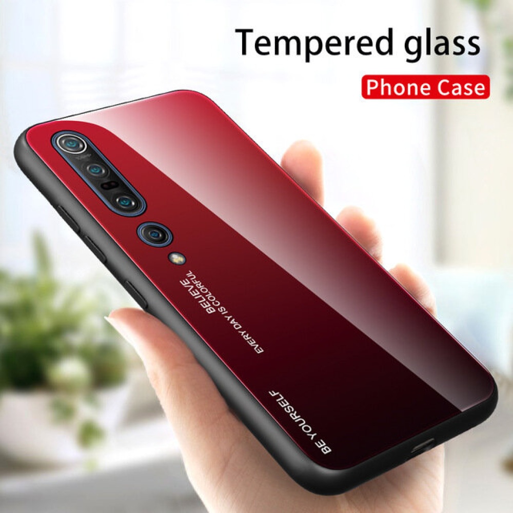 for Xiaomi Mi10 Mi 10 / Mi 10 Pro Case Gradient Color Tempered Glass Shockproof Scratch Resistant Protective Case Back Cover Non-original - Blue - Image 2