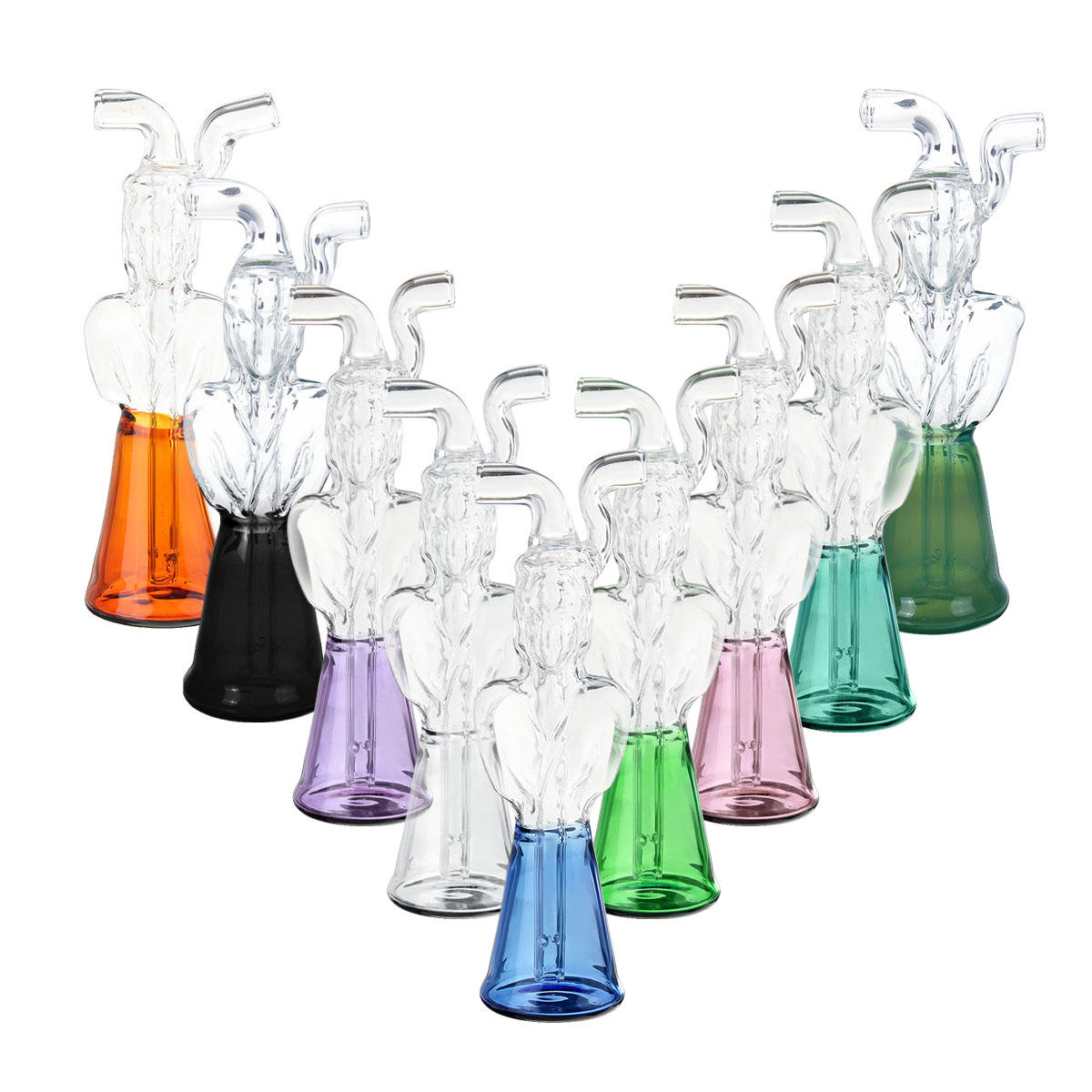 Mini Glass Water Pipe Borosilicate Glass Black/Emerald/Green/Purple/Pink/Clear/Blue/Yellow - Green - Image 2