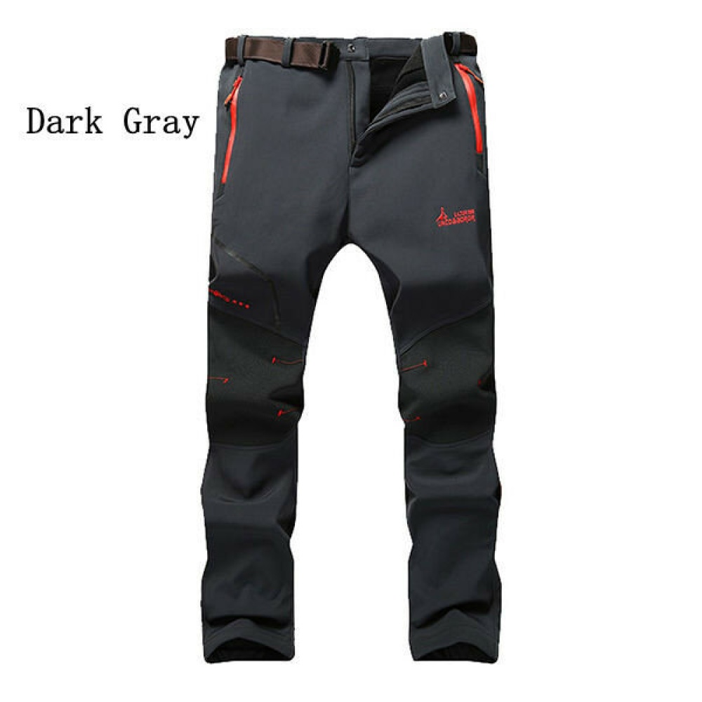 Mens Outdoor Elastic Trousers Casual Waterproof Warm Thick Soft Shell Lovers Assault Pants - L Black - Image 2