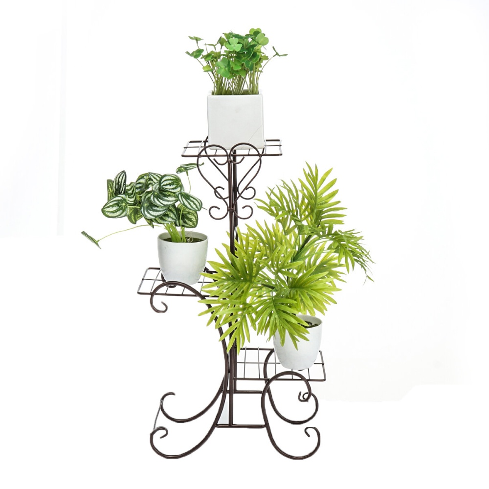 3 Layers Metal Flower Shelf Home Floor-standing Indoor Space Living Room Green Bar Flower Pot Rack - White - Image 2