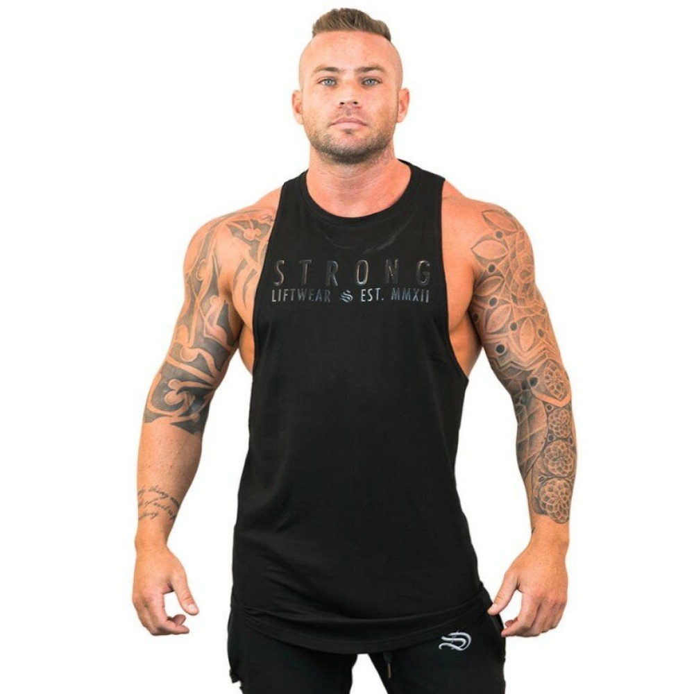 Men Sport Vest Breathable Cotton Soft Sleeveless Quick Dry Fitness Workout Sportswear Tops - L Grey