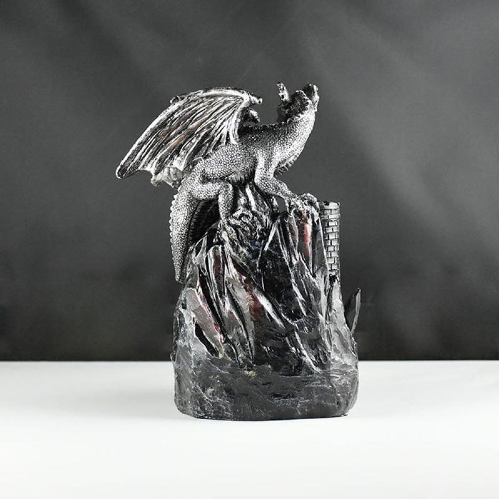 Dinosaur Back Incense Burner European Creative Decoration Resin for Home - Silver gray - Image 2