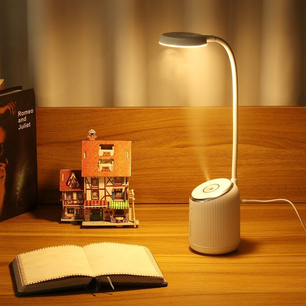 DIGOO DG-TD09 2W 280ML USB Charing Table Lamp Humidifier Bedroom Night Light 360° Adjustment Air Humidifier - White