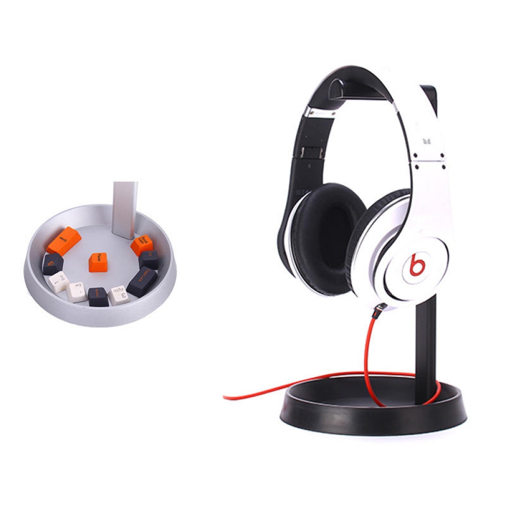 Universal Metal Texture with Storage Base Headphone Holder Headset Desktop Display Holder Mount Bracket for Beats - white - Image 2