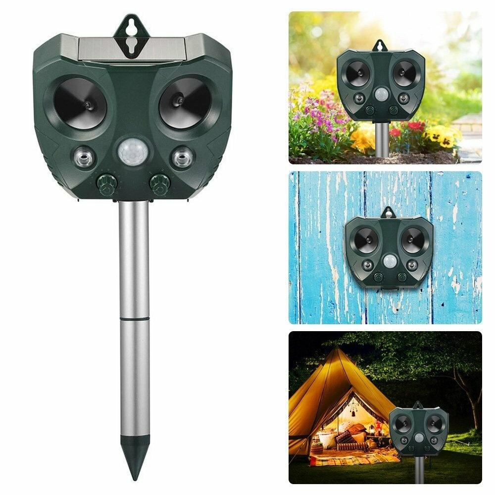 Solar Ultrasonic Animal Repeller PIR Motion Sensor Pest Bird Rodent - Image 2