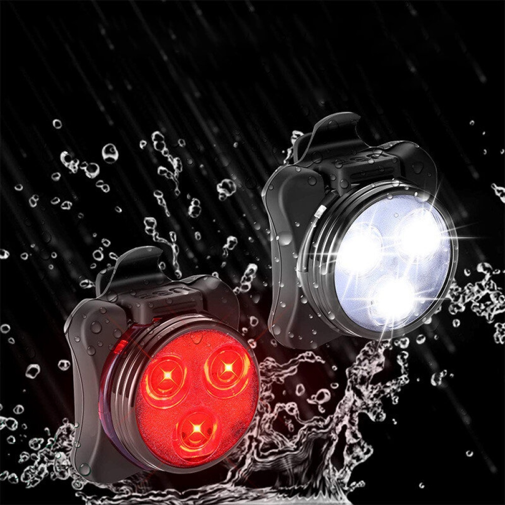 Bike Light Set 4 Modes USB Rechargeable Bicycle Headlight Safety Warning Taillight Outdoor Cycling for ADO - Image 2