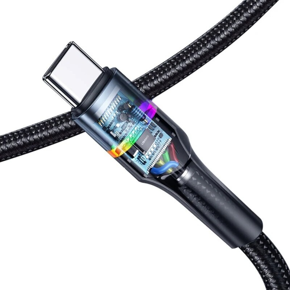 USAMS US-SJ536 U76 Apple/ USB-C to USB Cable 6A Fast Charging With Colorful Light Data Transmission Cord Line 1.2m long Cord For iPhone 13 Pro Max Fo - Image 2