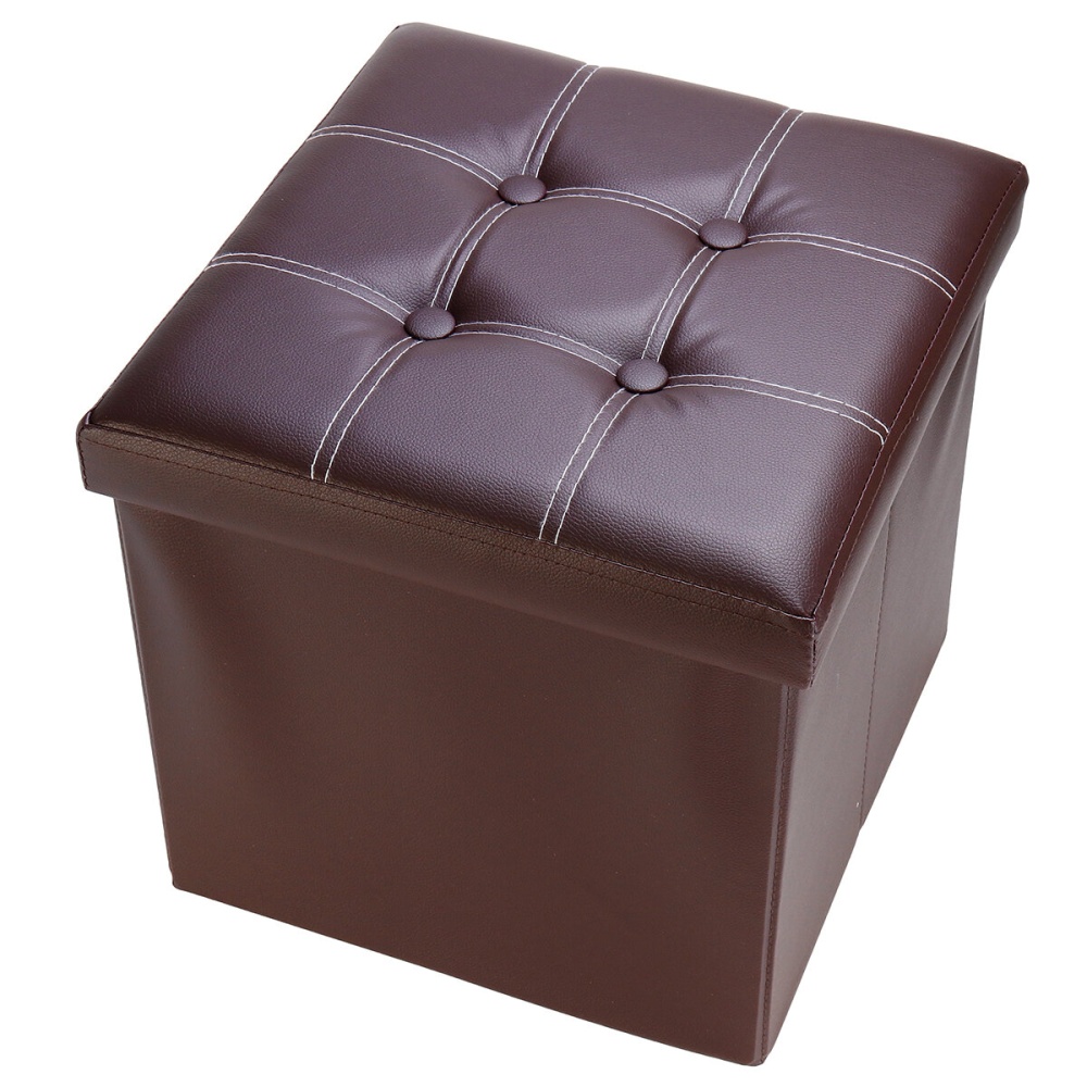 PU Leather Storage Stool Multifunctional Sofa Ottoman Footrest Box Seat Footstool Square Chair Home Office Furniture - Black - Image 2