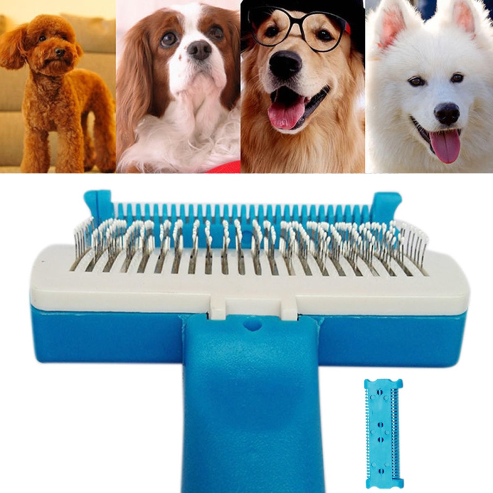 Pet Dog Cat Grooming Self Cleaning Pet Brush + Comb Hair Fur Trimmer Shedding Tool - Image 2