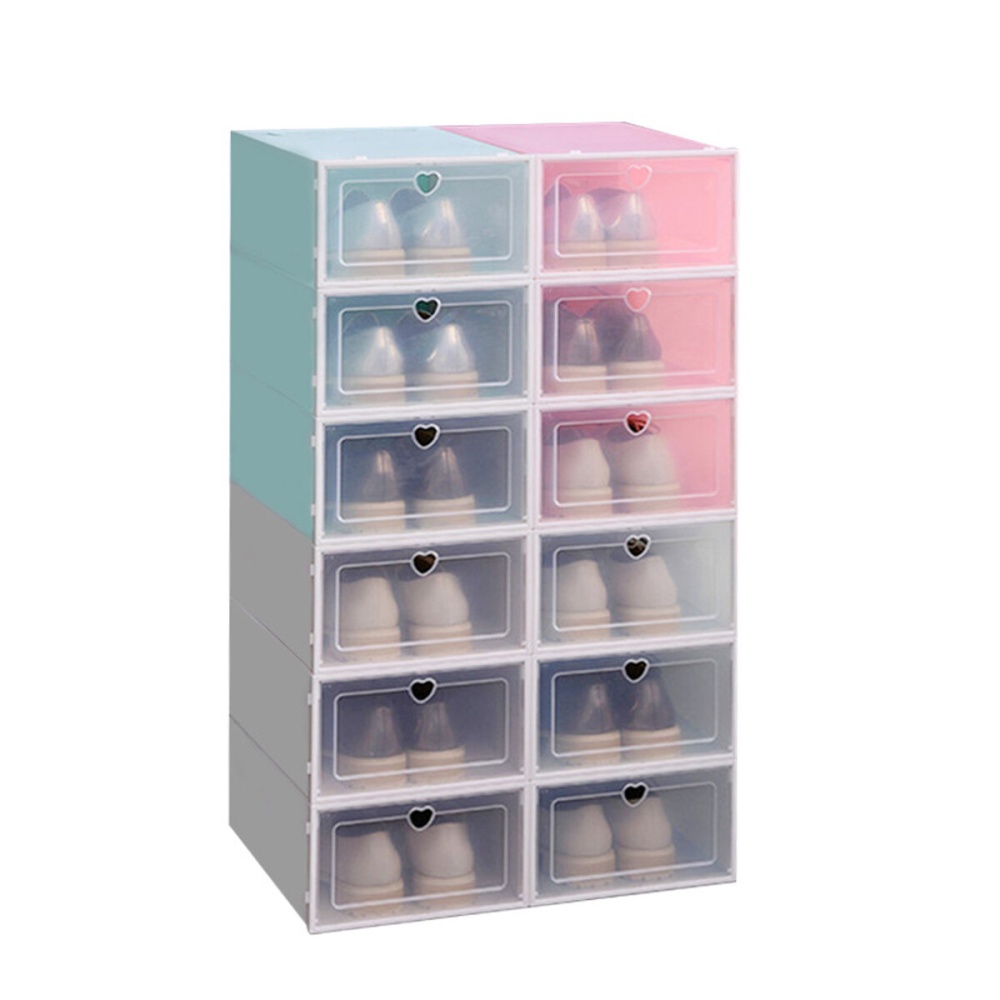 4PCS Shoe Storage Box Stackable Foldable Plastic Transparent Case Organize - White - Image 2